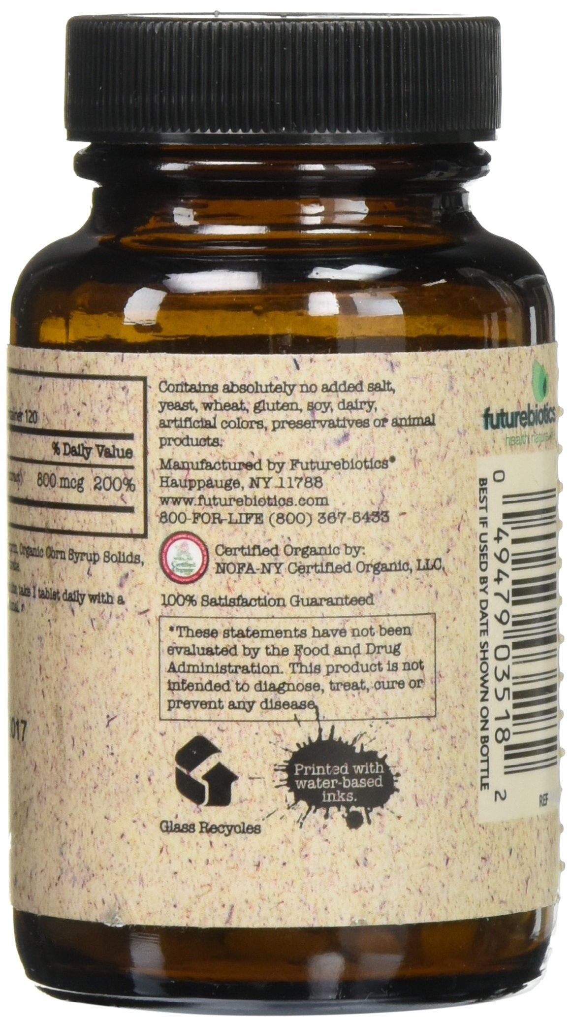 Futurebiotics Certified Organic Folic Acid - 120 Tablets - image 3