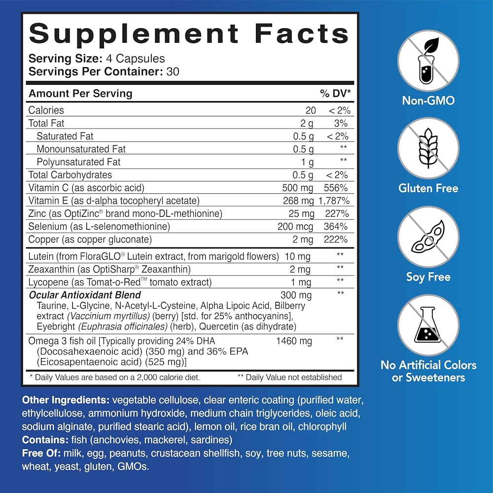 Patient One VisiOmega AREDS 2 Nutrients + Omega-3 - 120 Capsules - image 2