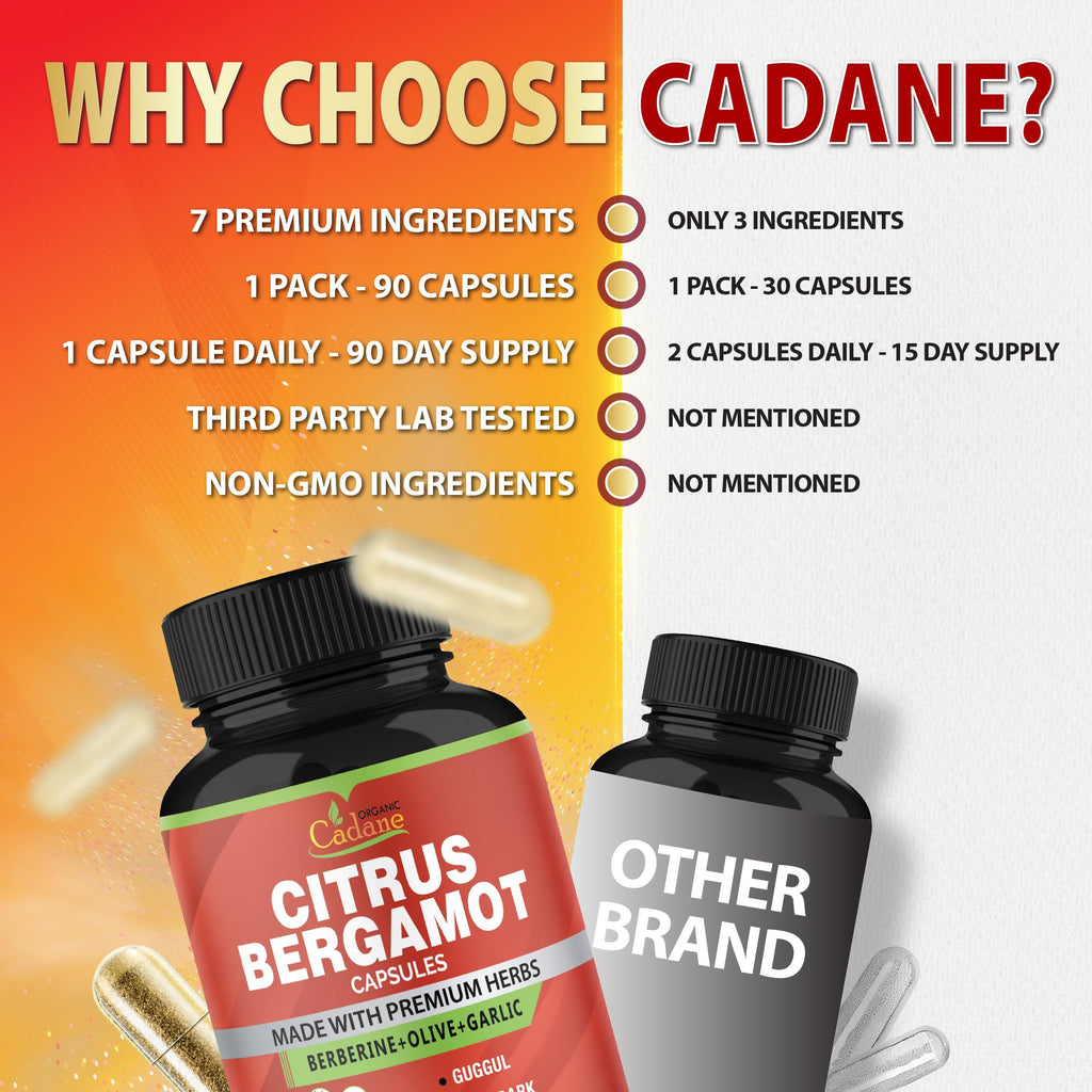 Organic Cadane Citrus Bergamot Supplement Extract - 90 Capsules - image 7