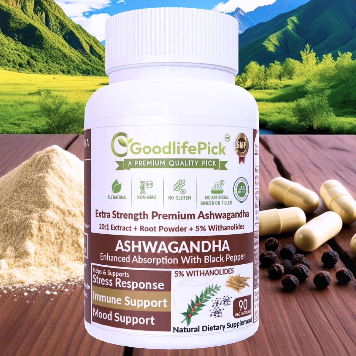 GoodlifePick Ashwagandha Capsules with Black Pepper
