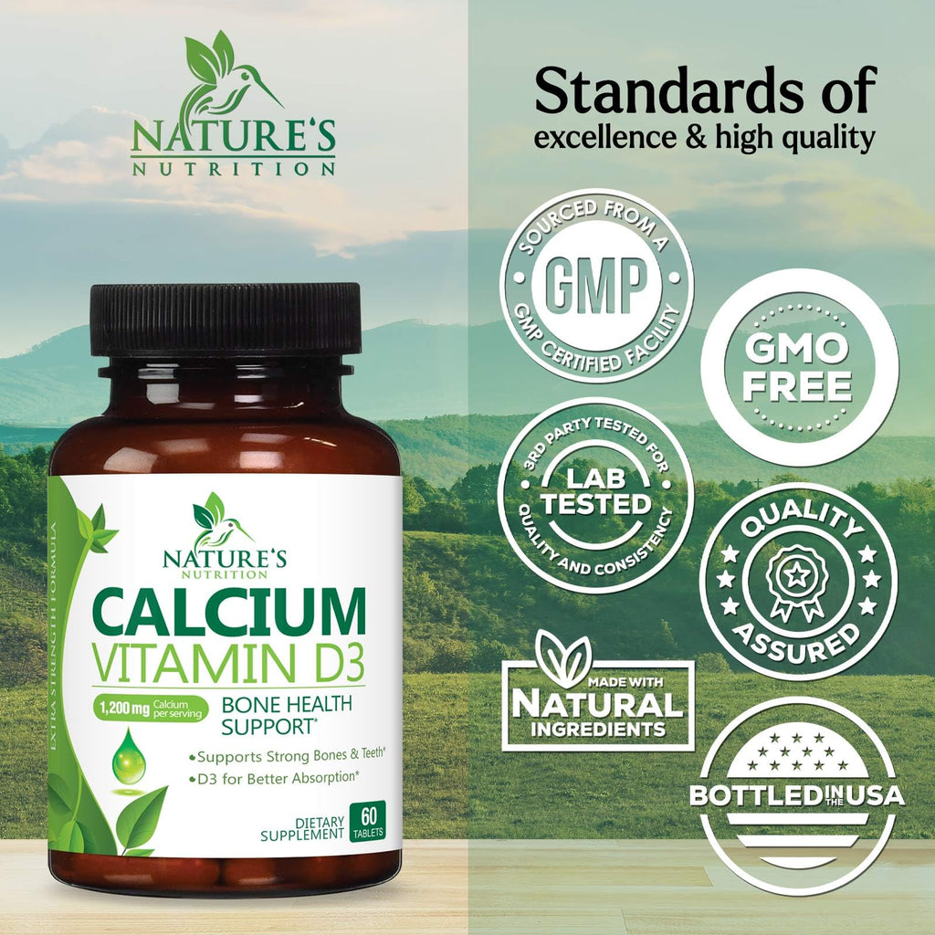 Nature's Nutrition Calcium 1200 mg with Vitamin D3 - Premium Bone