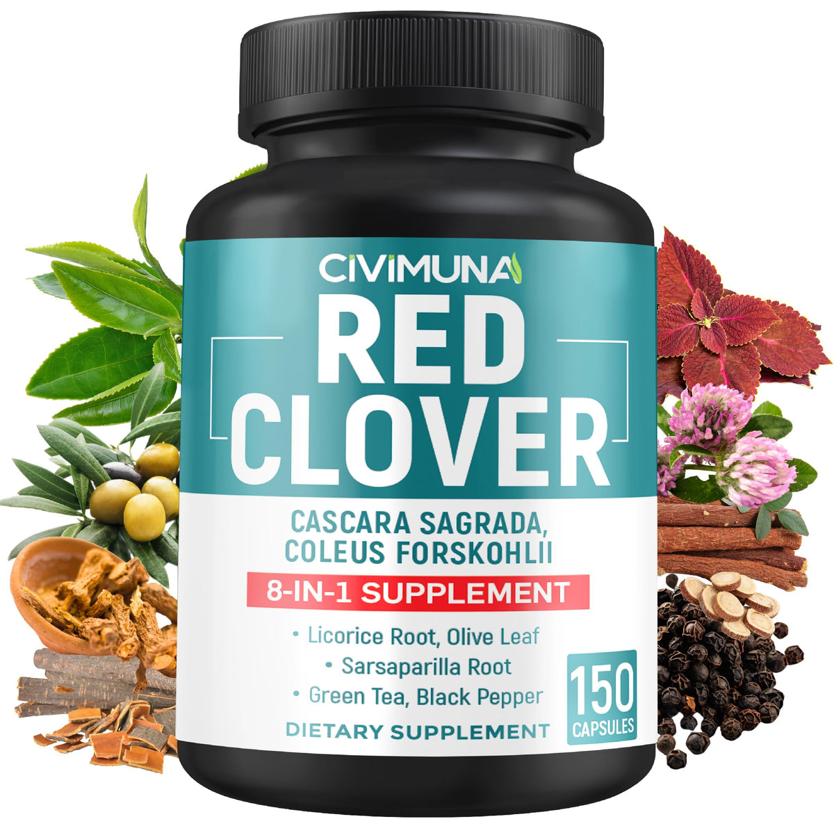 CIVIMUNA Red Clover Extract Capsules - 150 Vegetarian Capsules