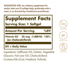 Solgar Vitamin D3 1000 IU - 100 Softgels - image 2