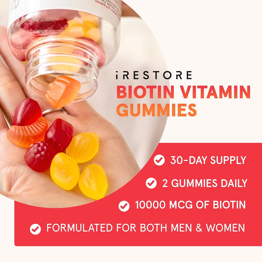 iRestore Hair Gummy Vitamins with Biotin 10,000mcg - 180 Gummies - image 2