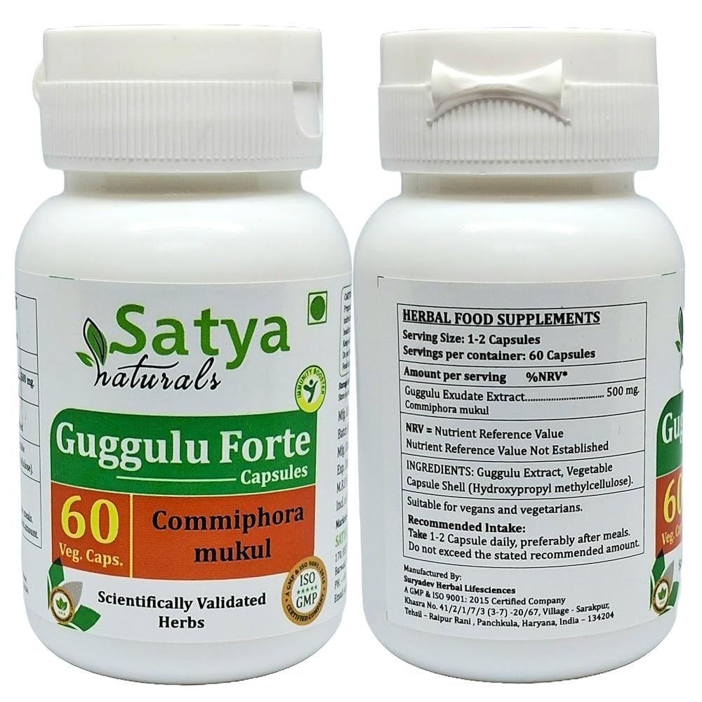 Satya Naturals Guggulu Forte 500 mg Ayurvedic Herbal - 120 Vegetarian Capsules - image 2
