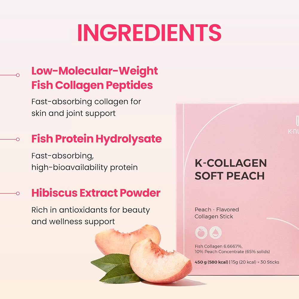 K K·NUTRA K-Nutra K-Collagen Soft Peach Marine Collagen - 30 Sticks - image 5