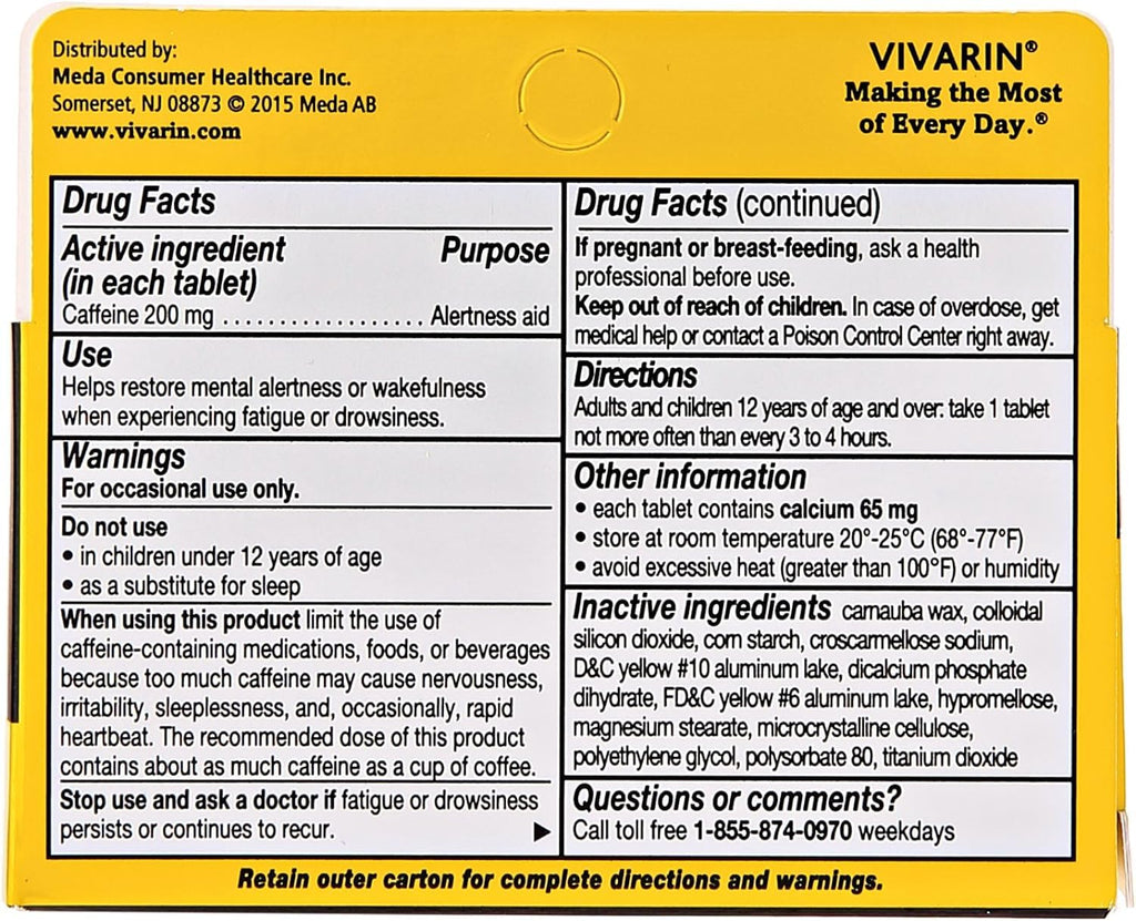 Vivarin Alertness Aid 200mg Caffeine Tablets - 120 Tablets - image 6