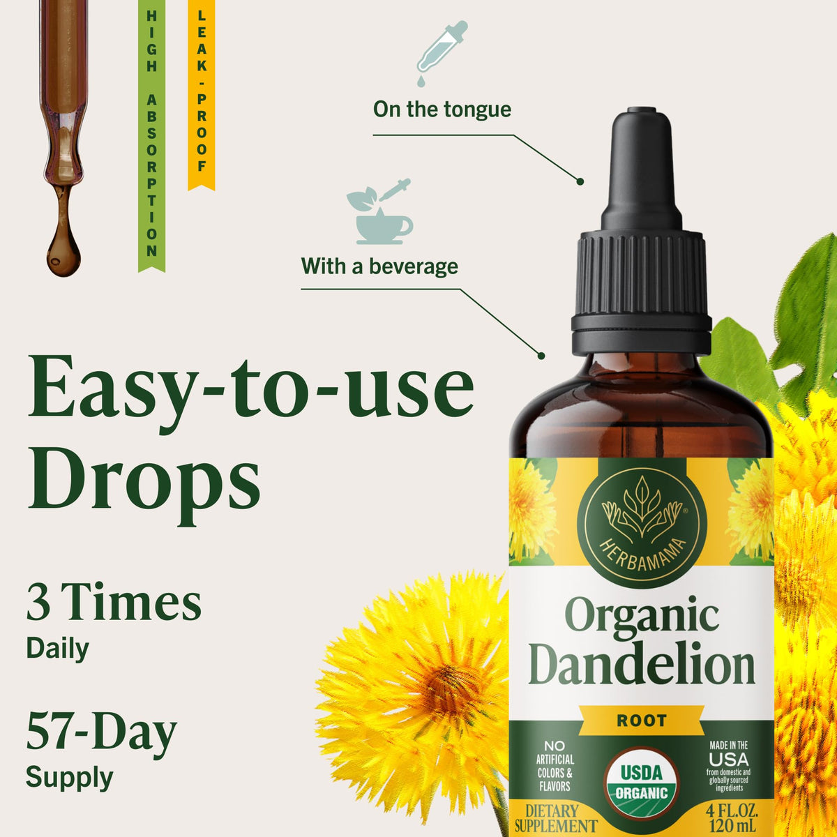 HERBAMAMA USDA Organic Dandelion Root Extract Liver Support - 4 oz - image 6