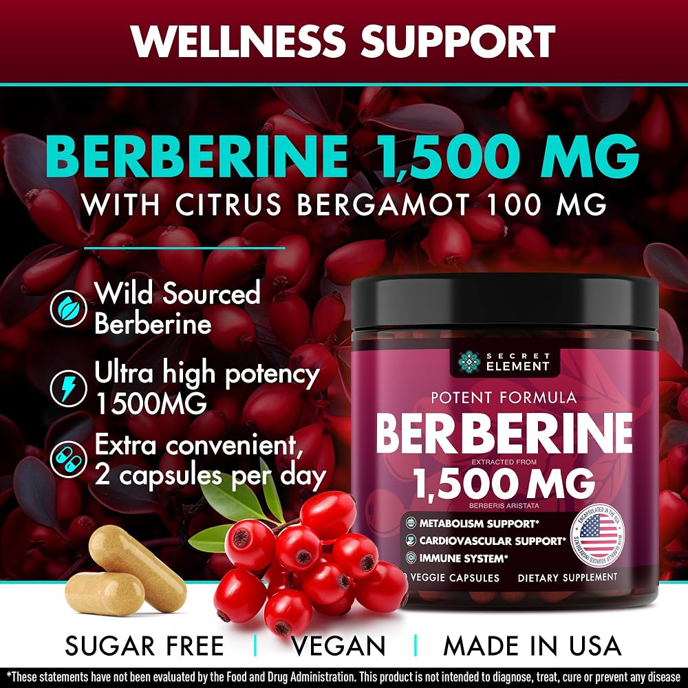 Secret Element Berberine HCL 1500 mg Supplement - 360 Capsules - image 2