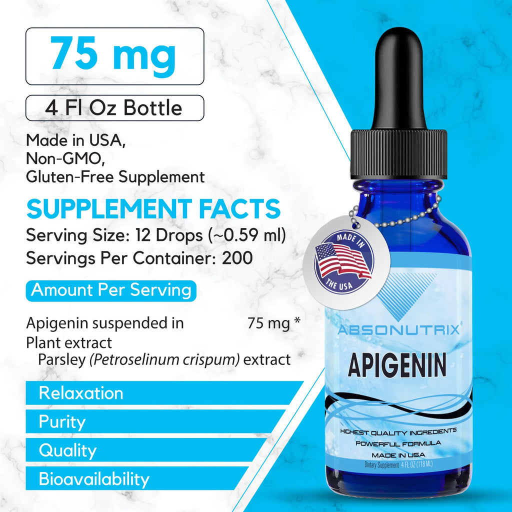 Absonutrix Apigenin 75 mg Sleep Support Liquid - 4 Fl Oz - image 2