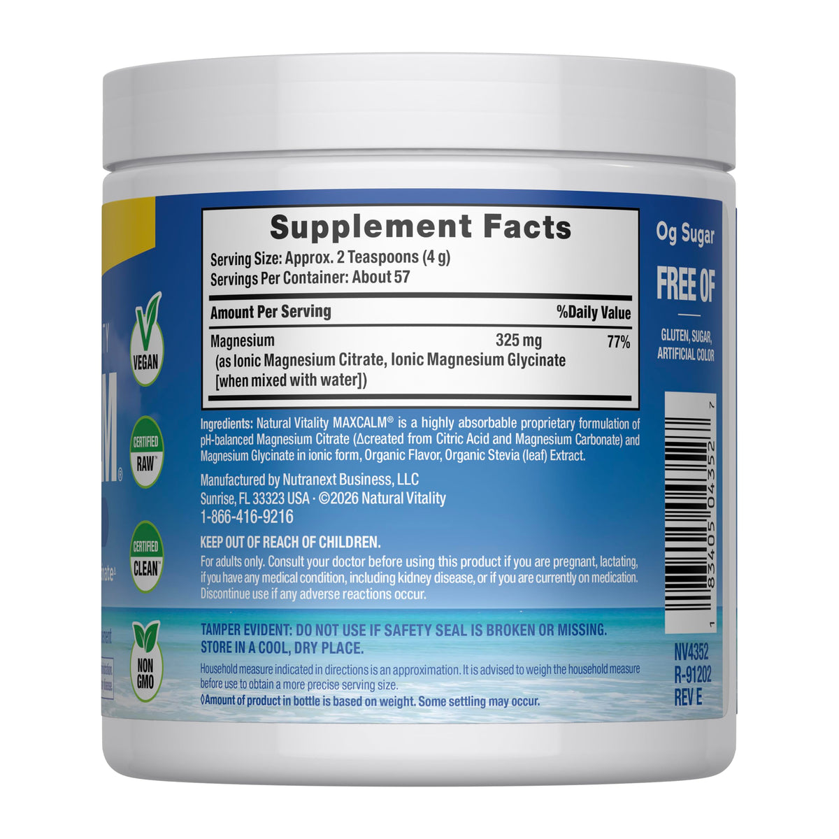 Natural Vitality MaxCalm Magnesium Powder Lemon - 8 oz - image 2