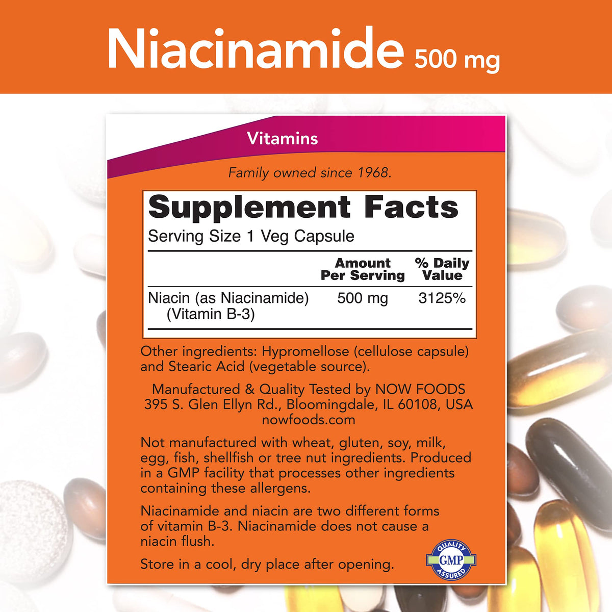 Now Supplements Niacinamide 500mg - 100 Capsules - image 2