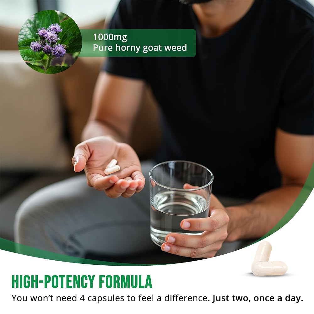 PHARMS Horny Goat Weed 1,000 mg Energy & Stamina - 60 Capsules - image 5
