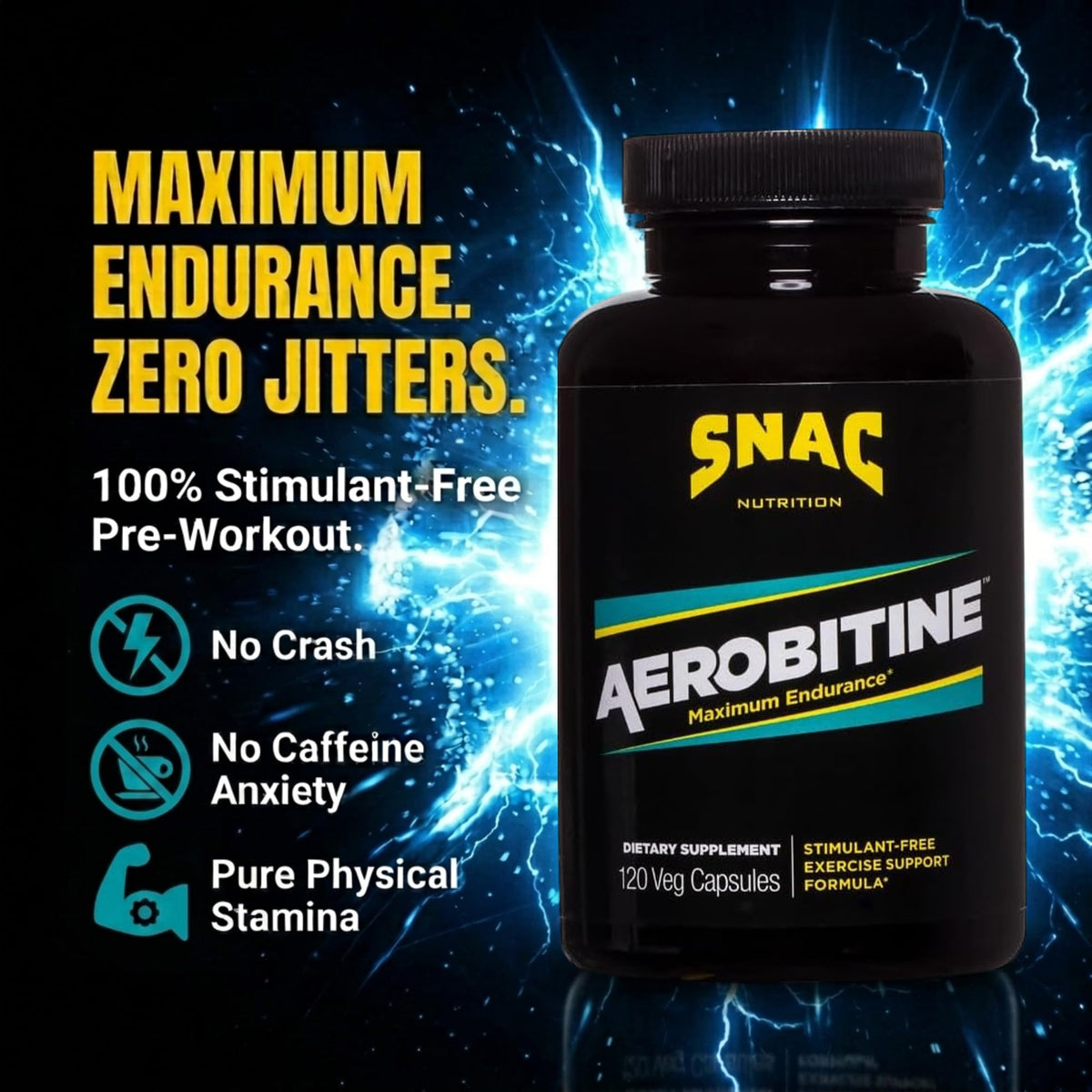 SNAC Aerobitine Pre-Workout Supplement for Endurance - 120 Vegetarian Capsules - image 2