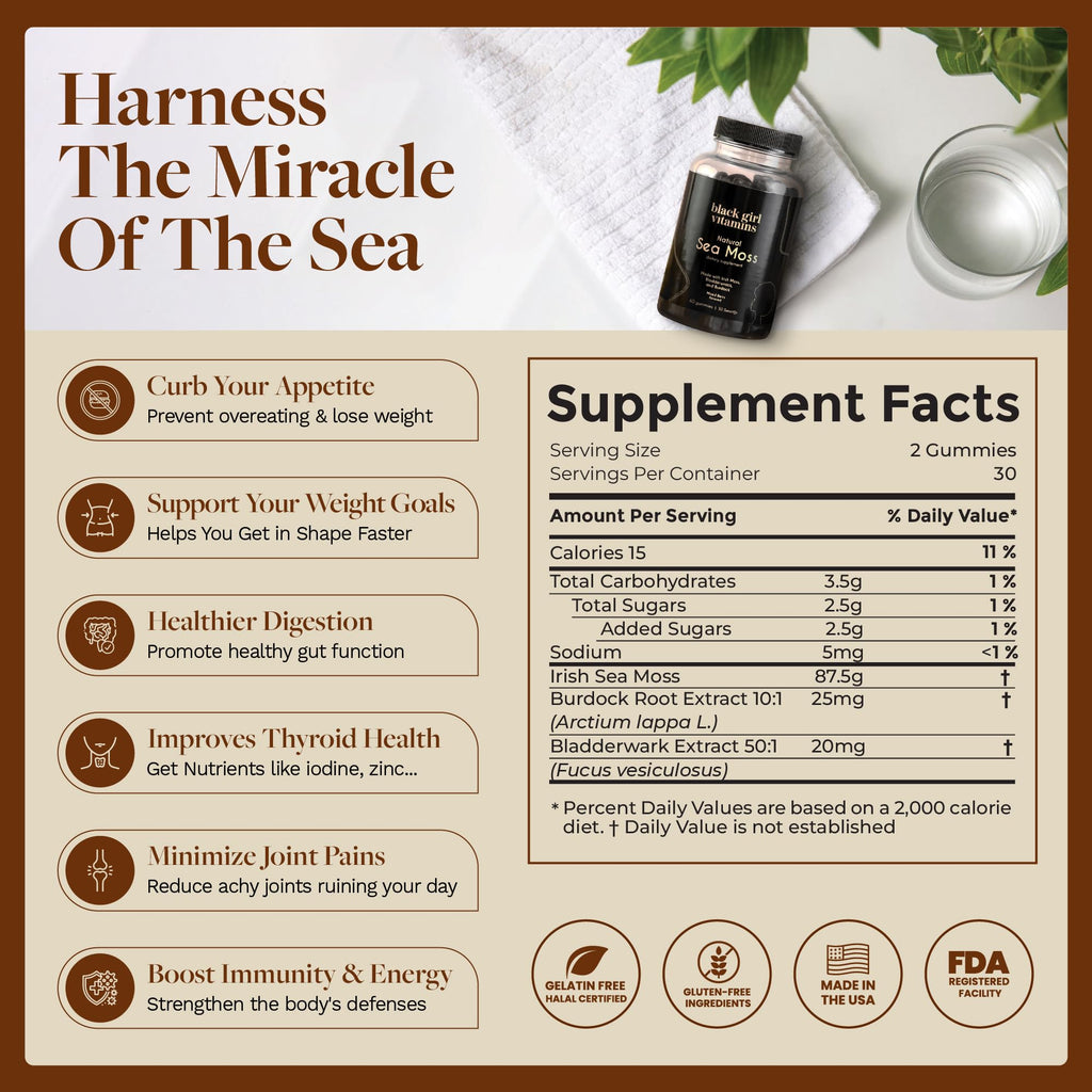 Black Girl Vitamins Irish Sea Moss Gummies - 30 Day Supply - image 5