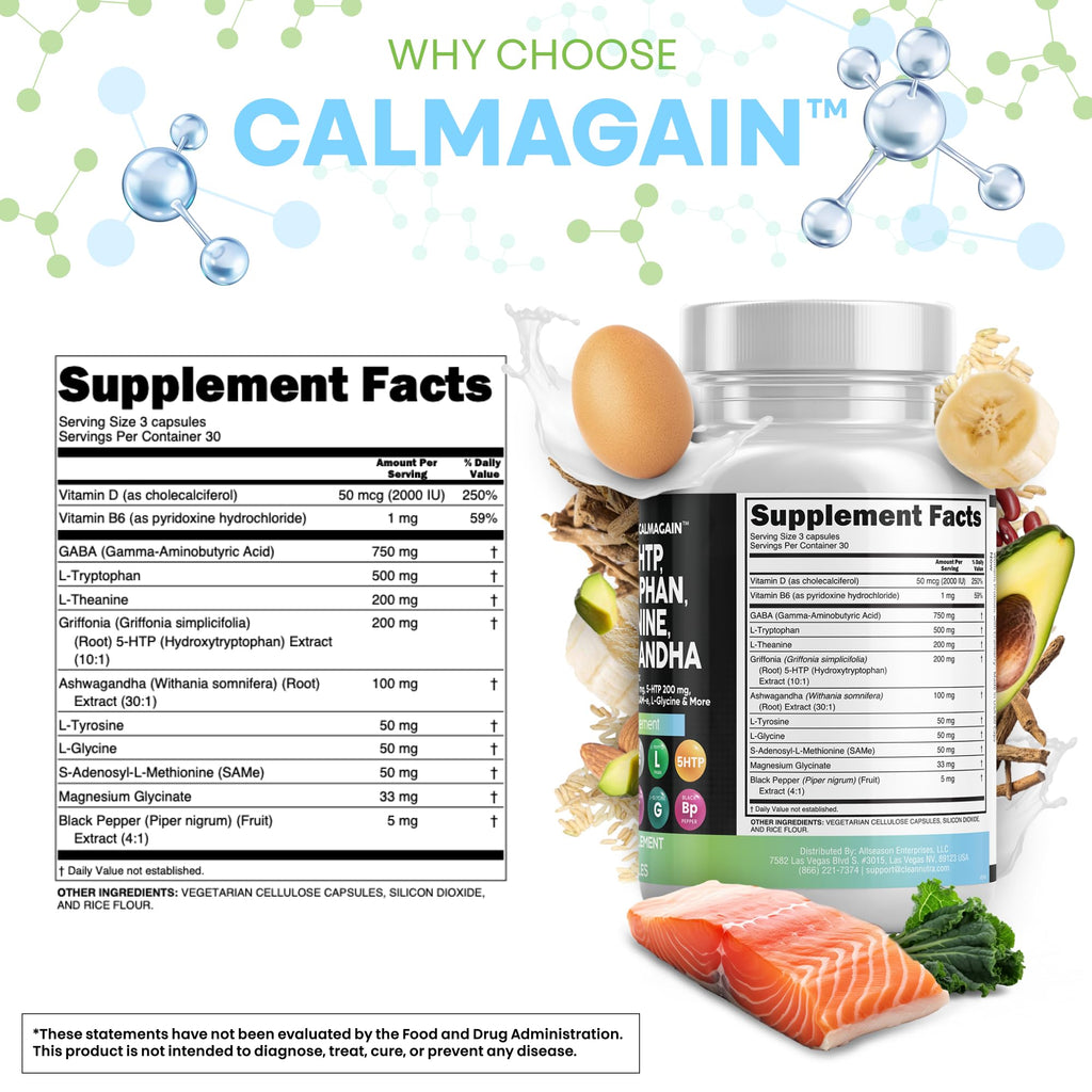 Clean Nutraceuticals GABA 750mg 5-HTP 200mg Mood Support - 90 Capsules - image 5