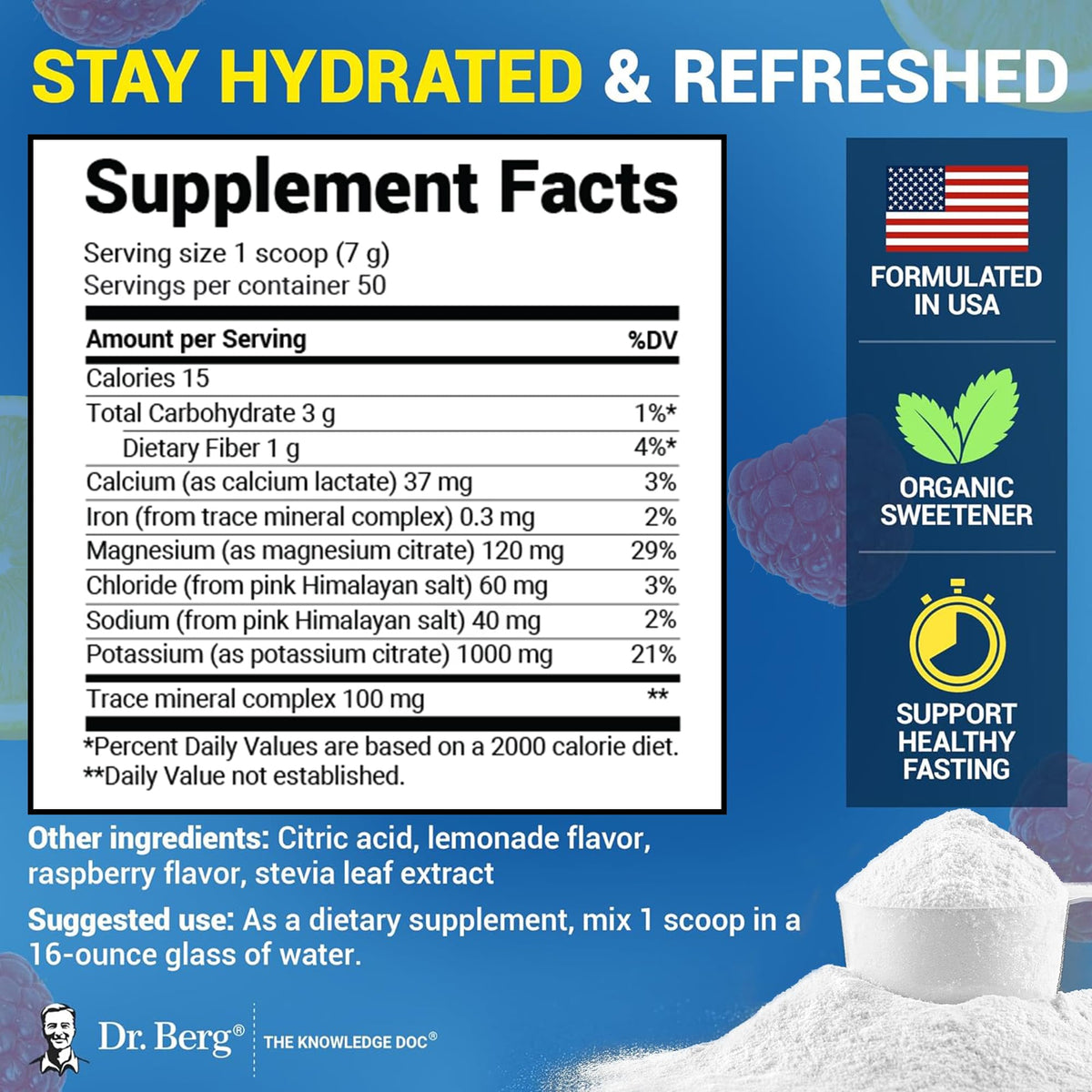 Dr. Berg Zero Sugar Hydration Keto Electrolyte Powder - 50 Servings - image 3