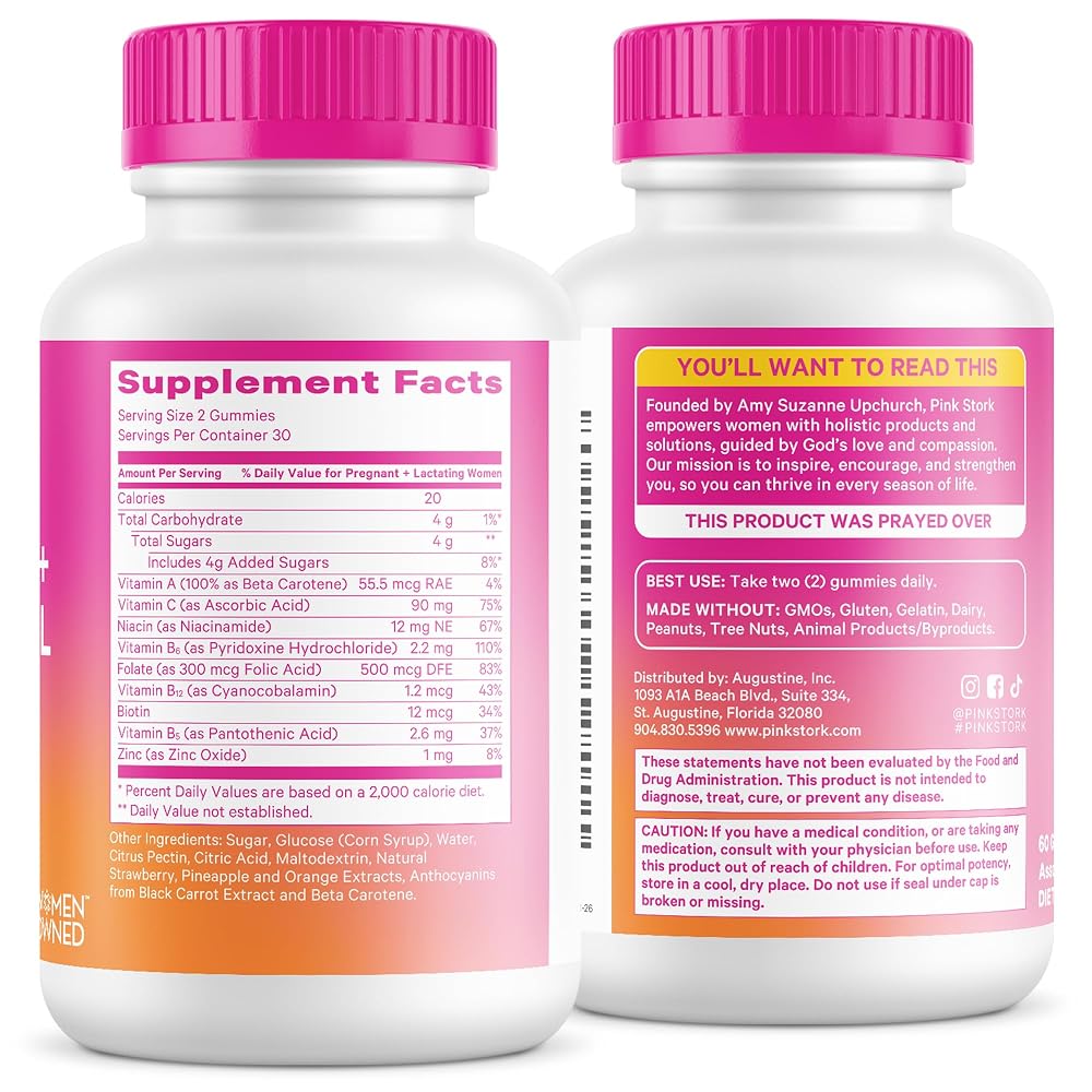 Pink Stork Fertility + Prenatal + Postnatal Gummy Vitamins - 60 Gummies - image 8