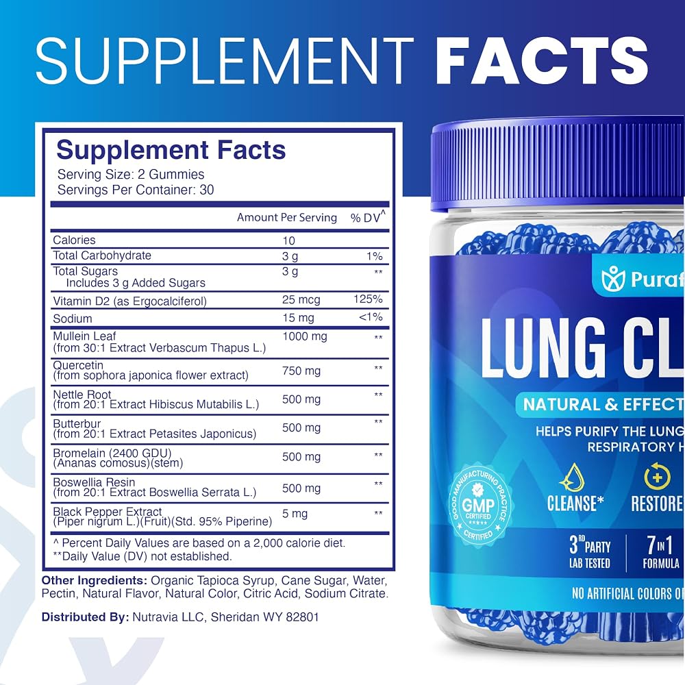 Nutravia Purafina Lung Cleanse Gummies Respiratory Support - 60 Gummies - image 4