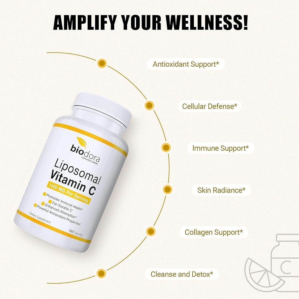 Biodora Liposomal Vitamin C Immune Support - 180 Capsules - image 5