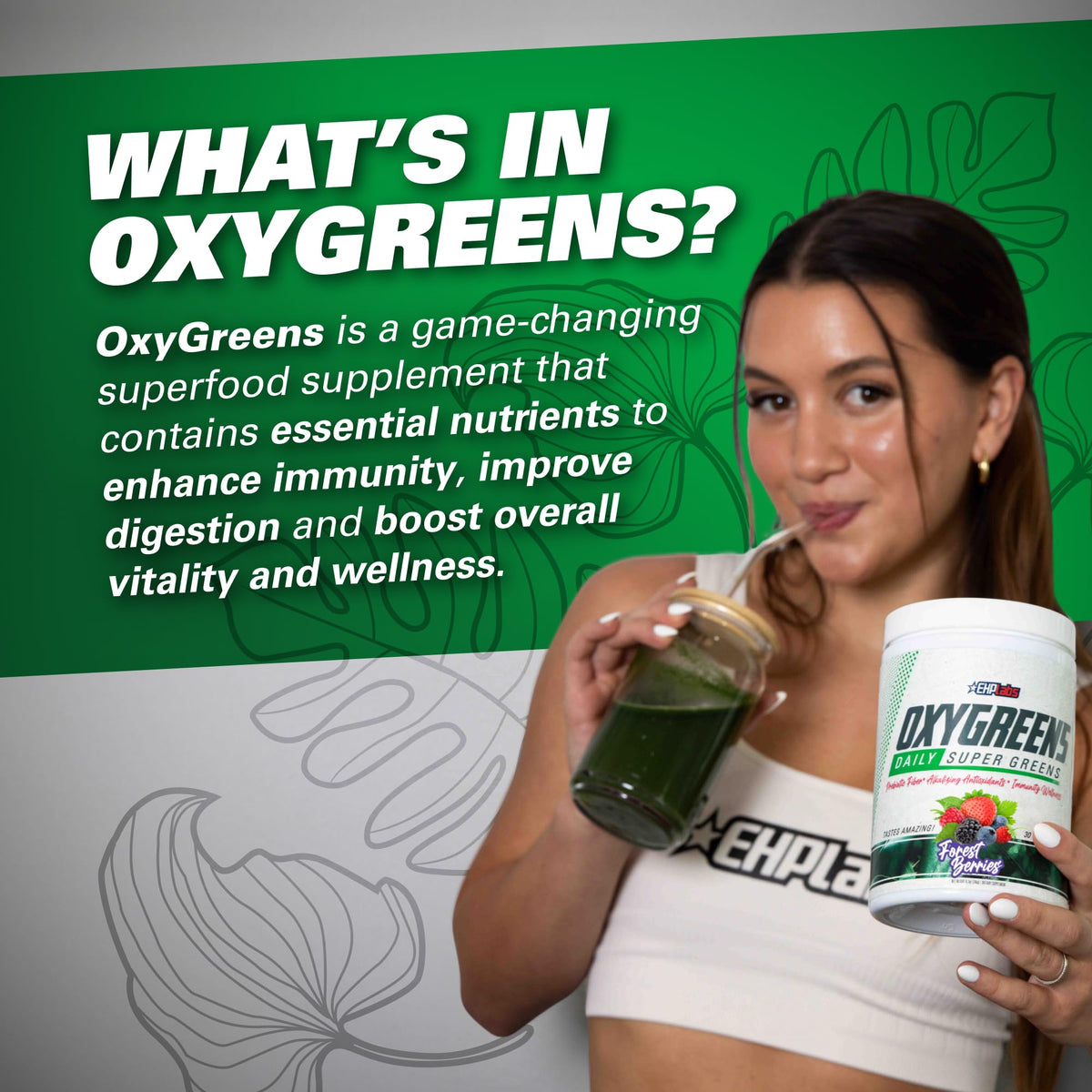 EHP Labs OxyGreens Super Greens Powder - Spirulina & Chlorella