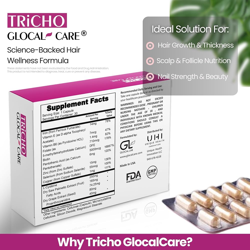 GlocalCare Tricho Hair Growth Supplement with Biotin & Saw Palmetto - image 3