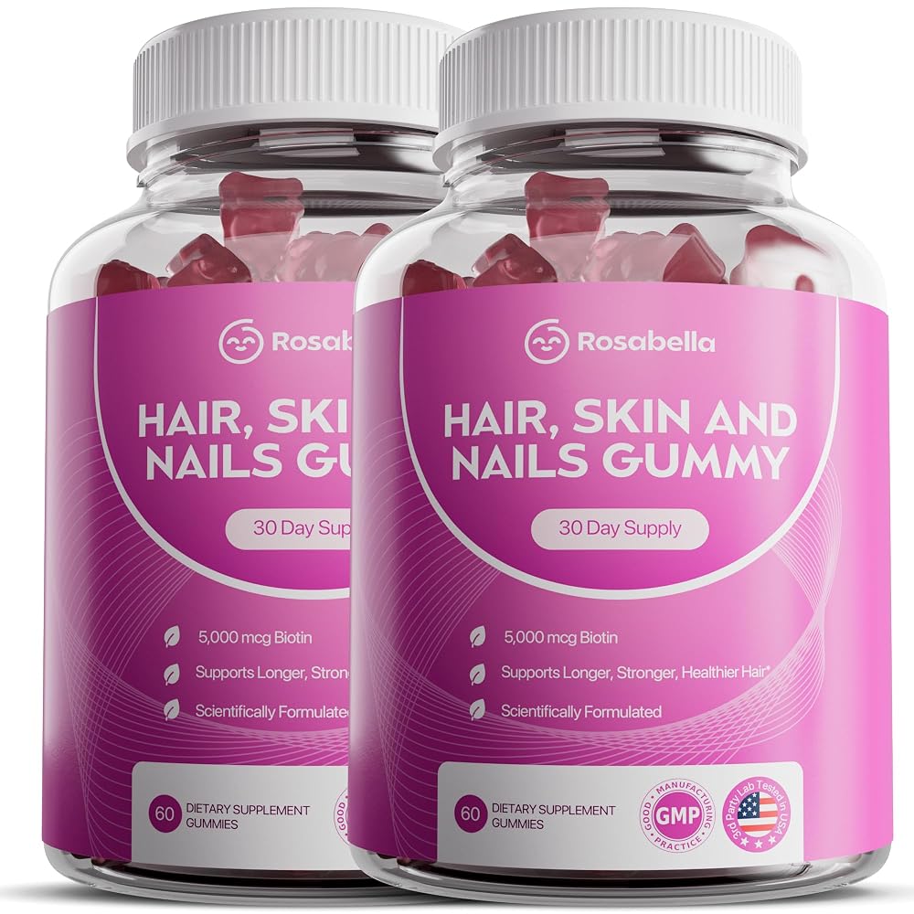Rosabella® Hair Growth Vitamin Gummies [60 Gummies] Biotin for Faster
