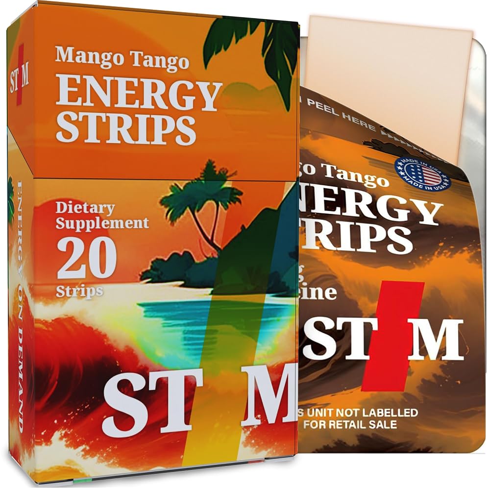 STIM Fast Dissolving Oral Energy Strips, 50mg Caffeine, 3 Flavors