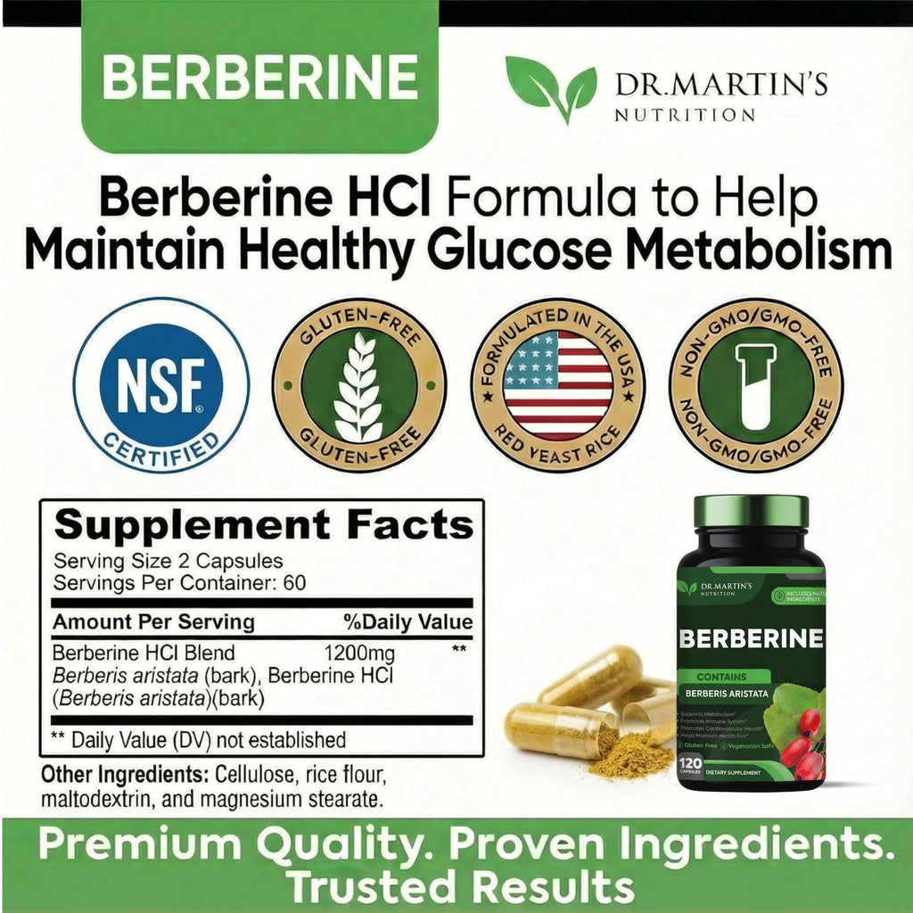 DR. MARTIN'S NUTRITION Berberine 1200mg - 120 Capsules - image 7