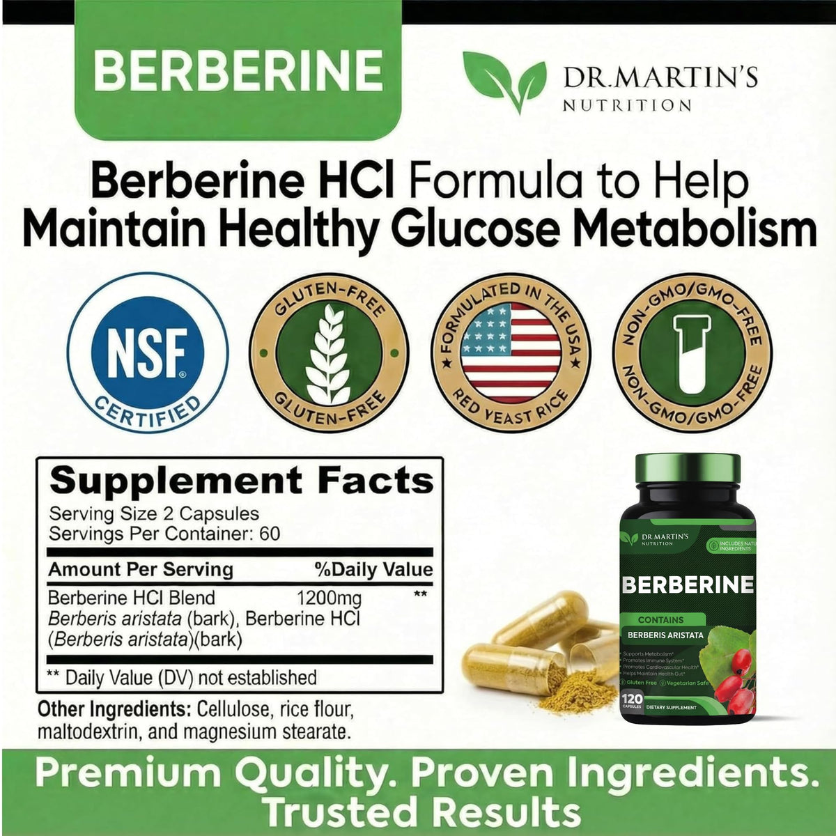 DR. MARTIN'S NUTRITION Berberine 1200mg - 120 Capsules - image 7