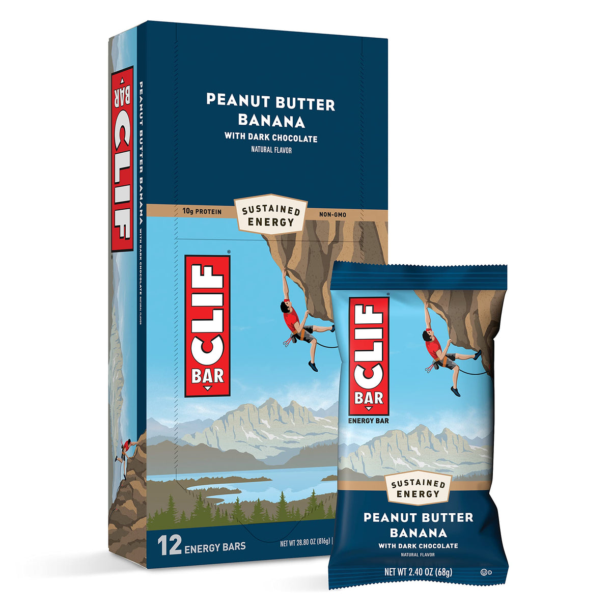 CLIF Bar Energy Bars Peanut Butter Banana Dark Chocolate - 12 Count