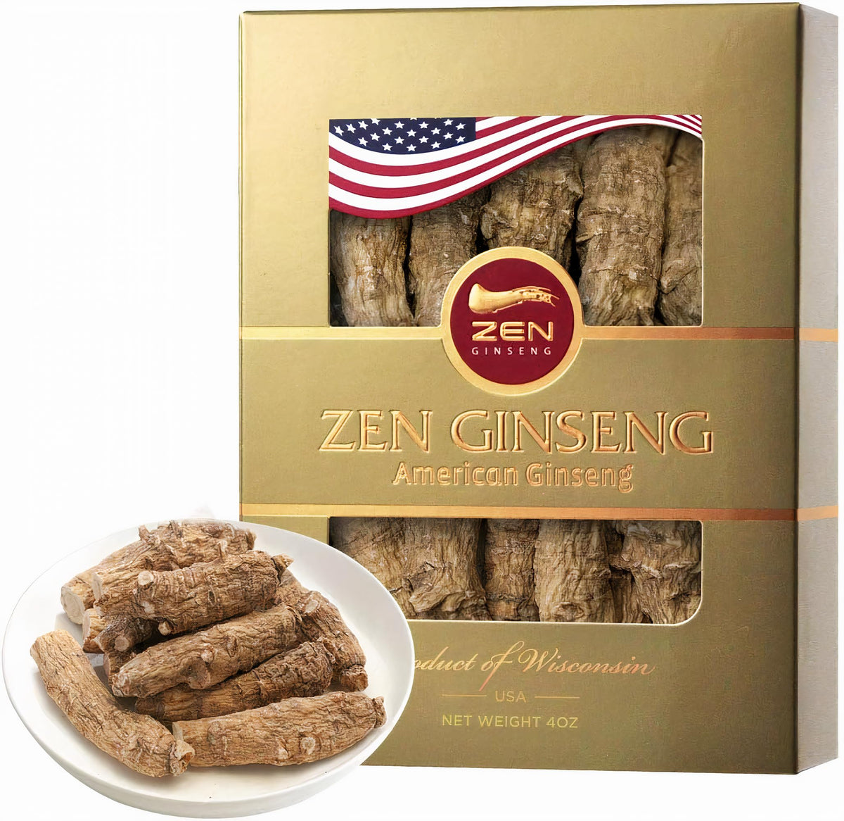 Zen Ginseng Large Short American Wisconsin Ginseng Root Boosted