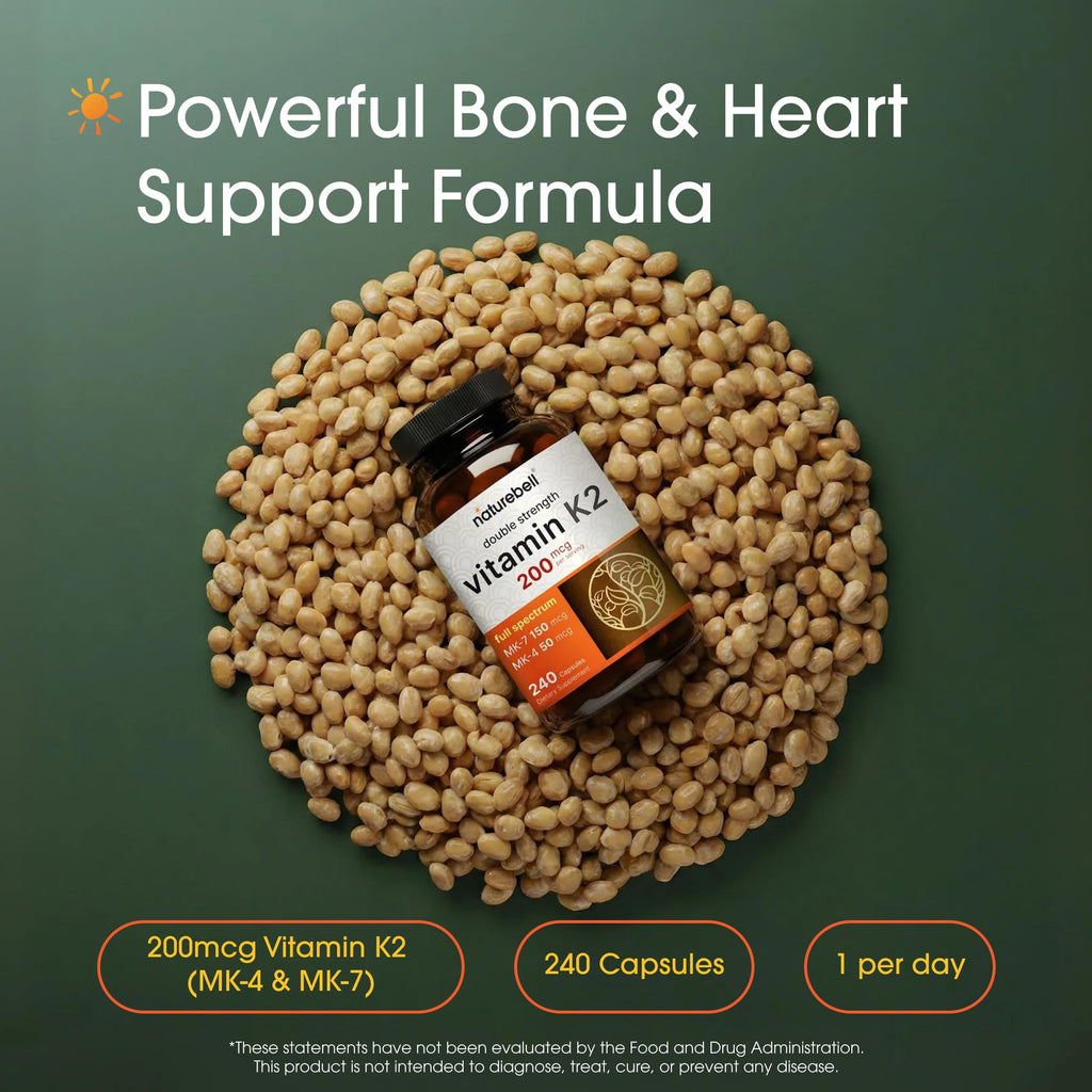 NatureBell Vitamin K2 200mcg MK-7 & MK-4 Complex - 240 Capsules - image 2