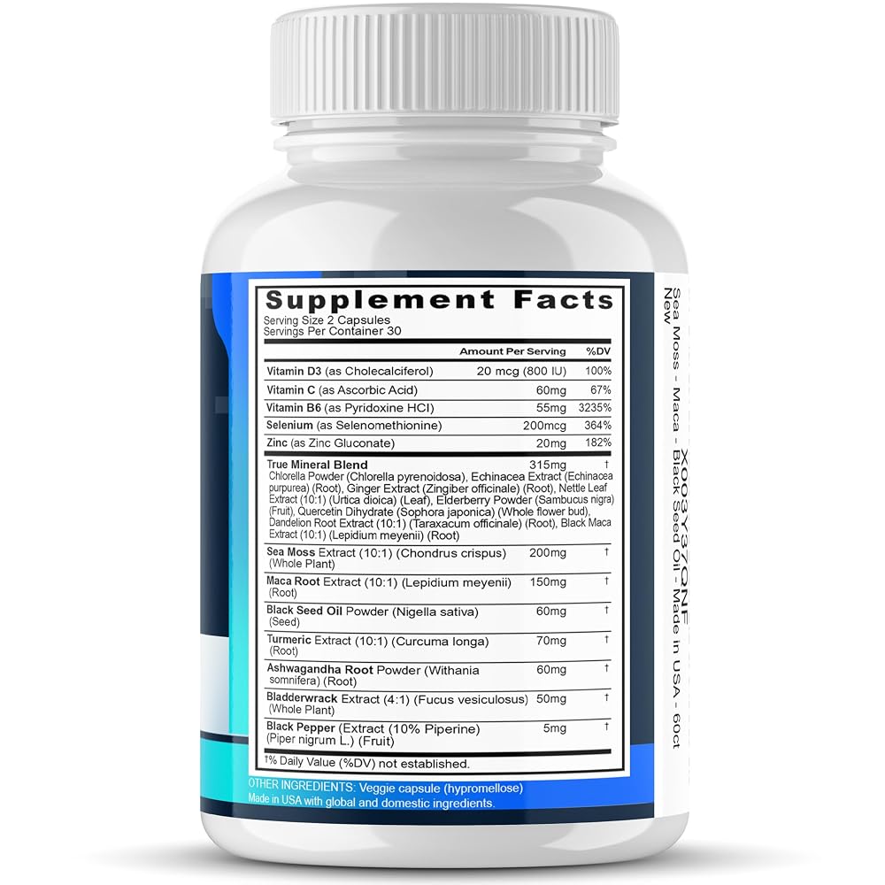 Vitamax Sea Moss Maca Ashwagandha Turmeric Blend - 60 Capsules - image 6
