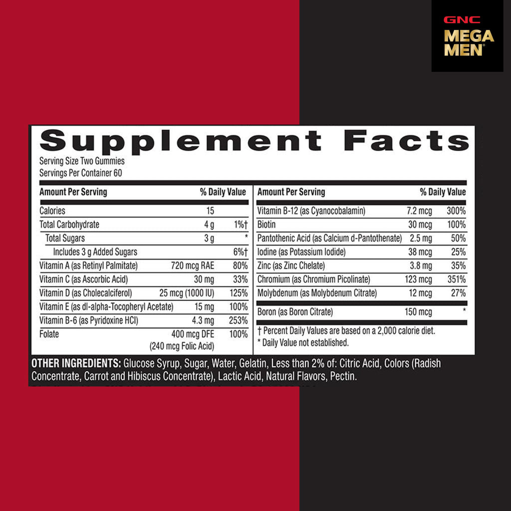 GNC Mega Men Multivitamin Gummy Mixed Berry - 120 Count - image 8