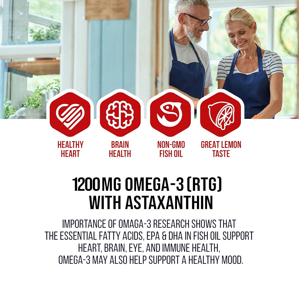 NANOWELL Omega-3 Fish Oil 1714mg, Astaxanthin & Vitamin E, 60ct