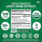 Zazzee USDA Organic Lion's Mane 20:1 Extract 30% Beta Glucans - 120 Capsules - image 3