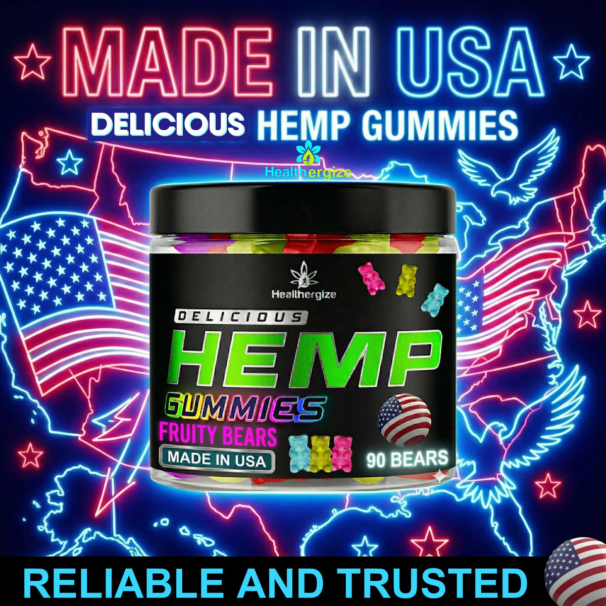 Healthergize Hemp Gummies for Sleep and Relaxation - 90 Gummies - image 2
