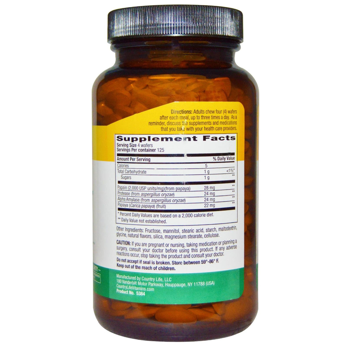 Country Life Chewable Papaya Tabs - 500 Tablets - image 2