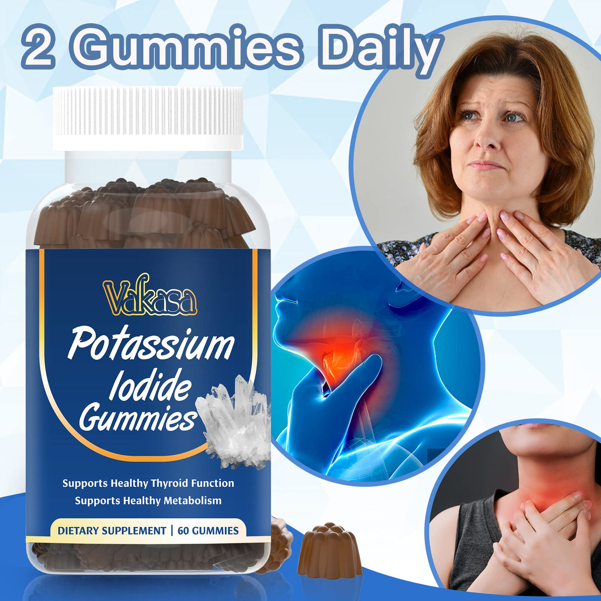 Vakasa Potassium Iodide Gummies Thyroid Support - 60 Gummies - image 5