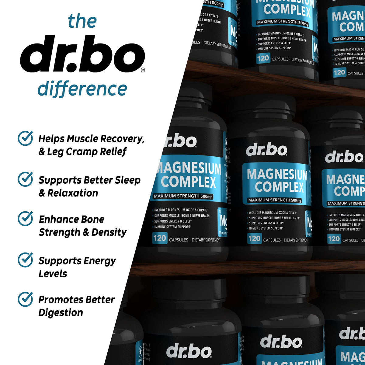 DR. BO Magnesium Complex Supplement 500mg - 120 Capsules - image 4