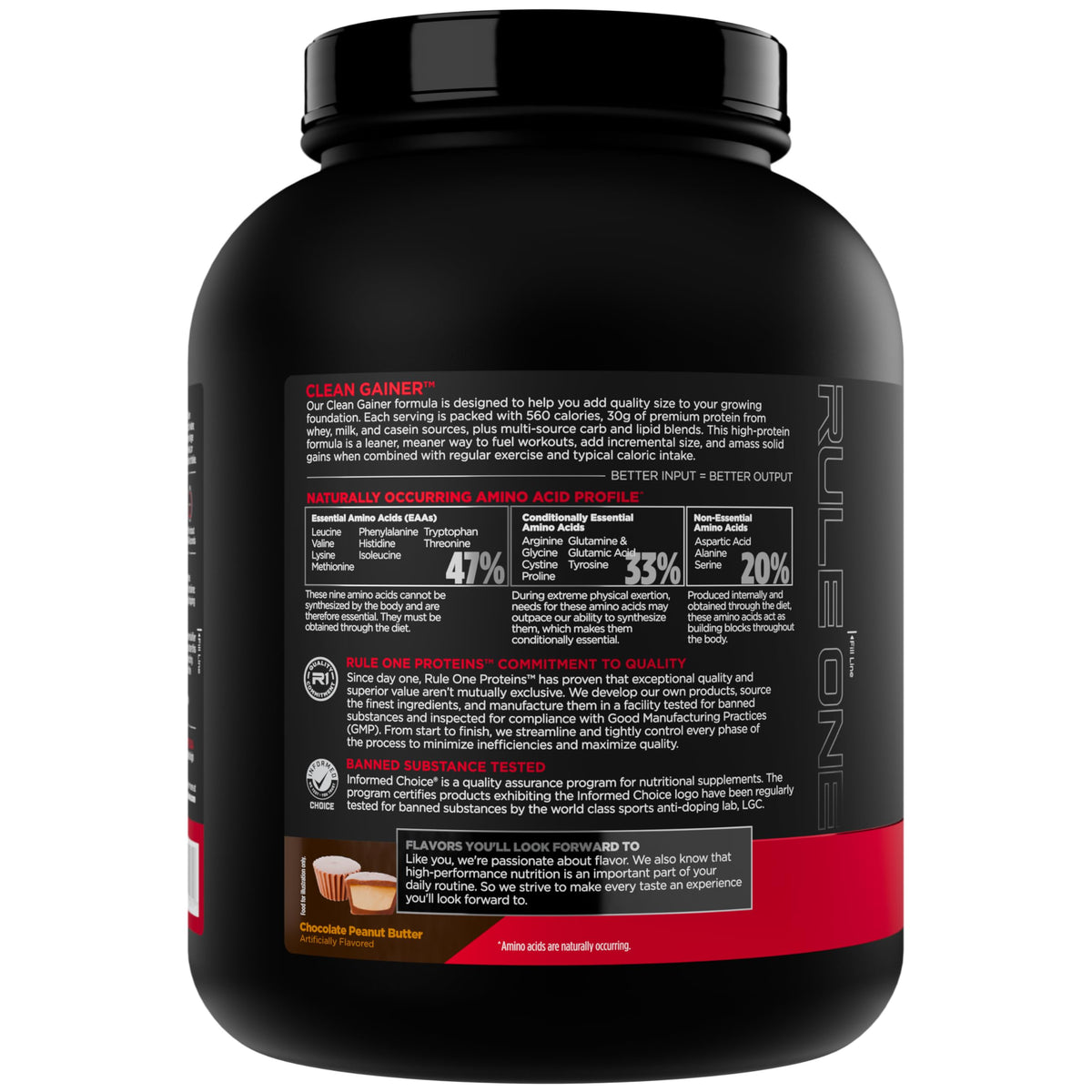 Rule 1 Clean Gainer - High-Protein Lean Gain Formula with 560 Calories