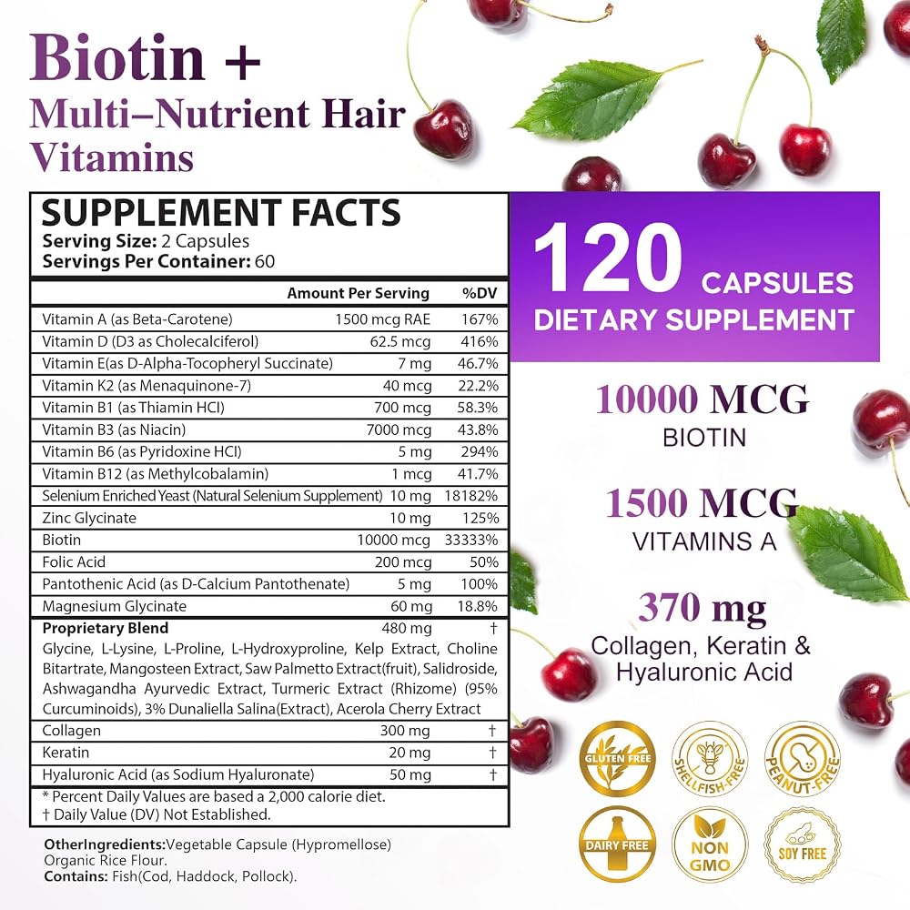 Bevalence Biotin 10,000 MCG Hair Growth Support - 120 Capsules - image 2
