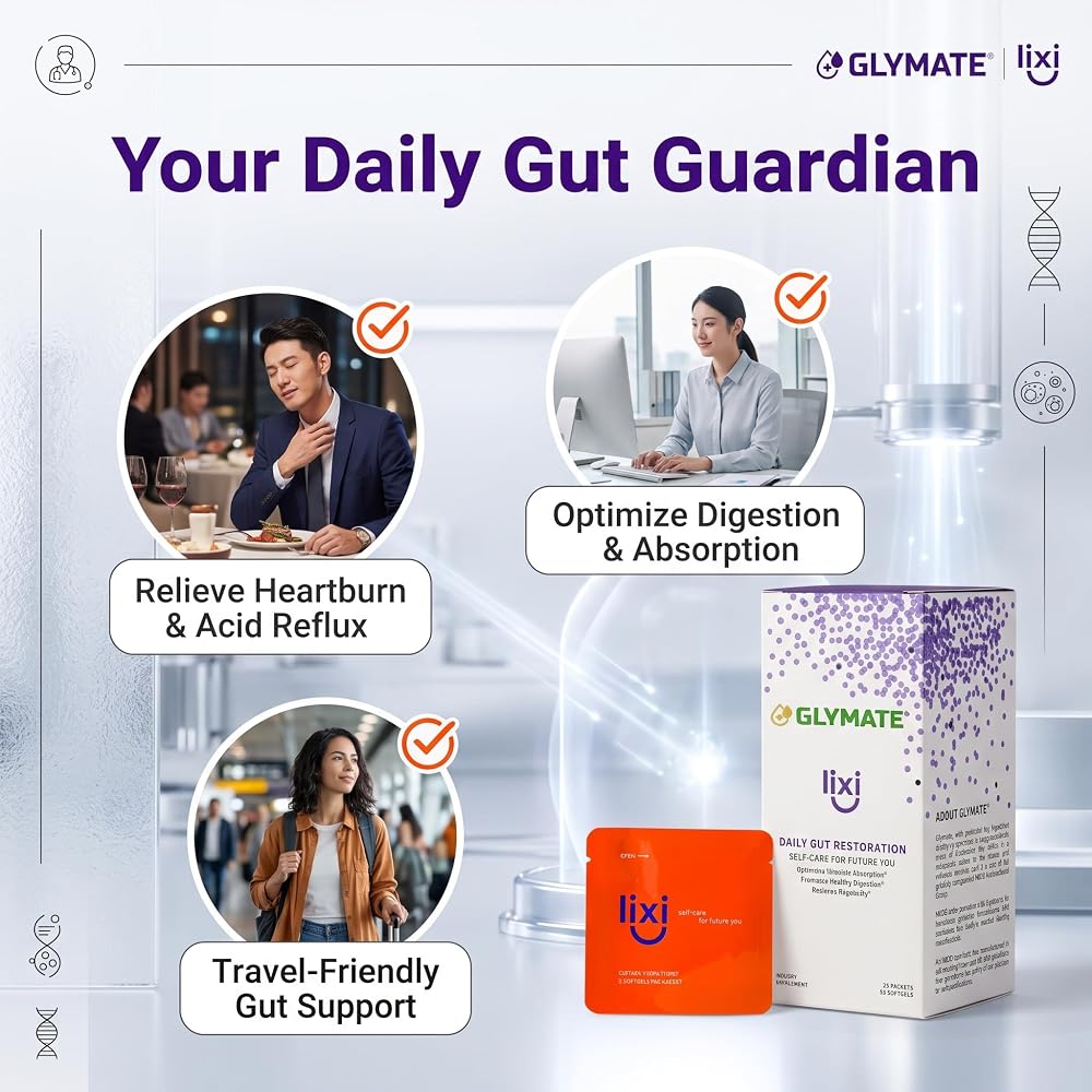 Glymate Lixi Daily Gut Restoration L-Glutamine - 50 Softgels - image 4