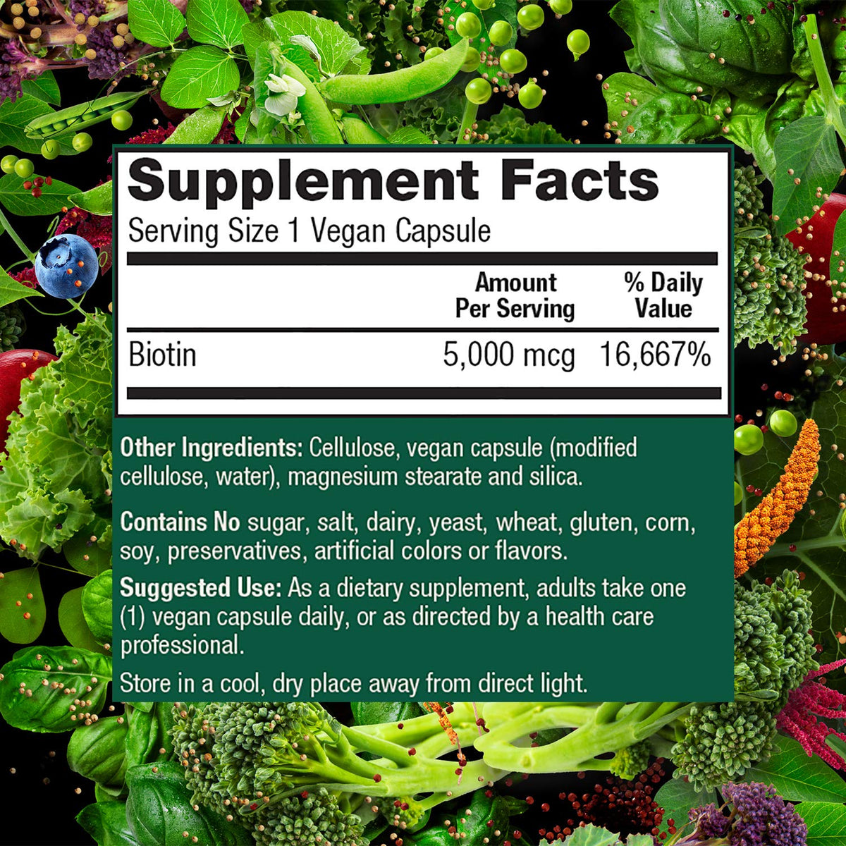 PlantFusion Vegan Biotin 5000mcg - 120 Vegan Capsules - image 5