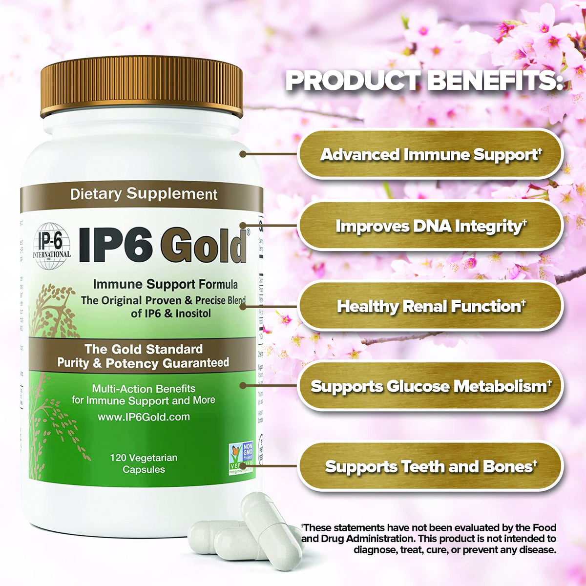 IP6 Gold Inositol Immune Support Formula - 120 Vegetarian Capsules - image 5