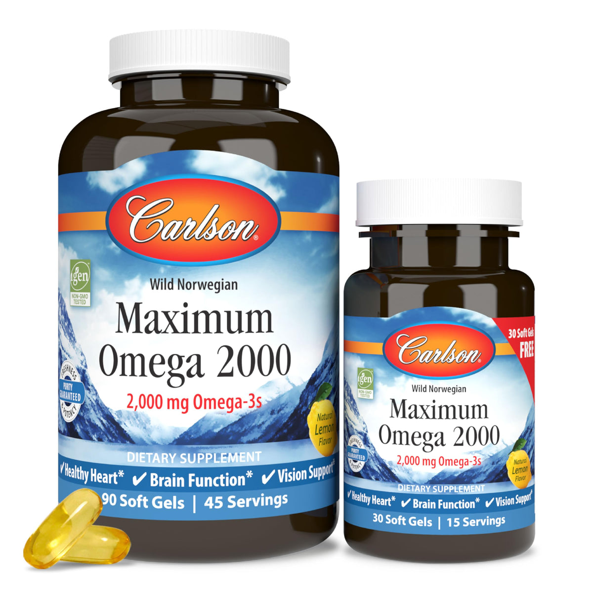 Carlson Maximum Omega 2000 Fish Oil 2000 mg - 90 Softgels