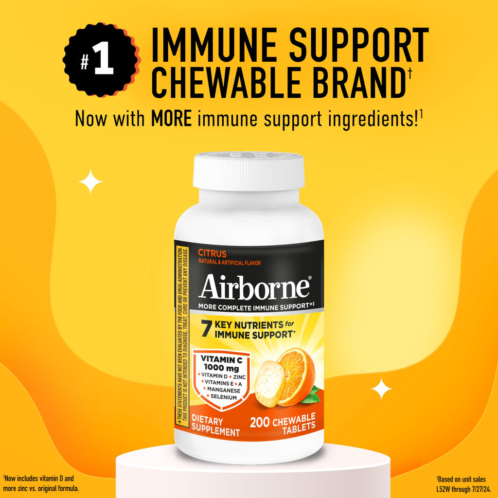 Airborne Vitamin C 1000mg Immune Support Chewable Tablets - 200 Count - image 2