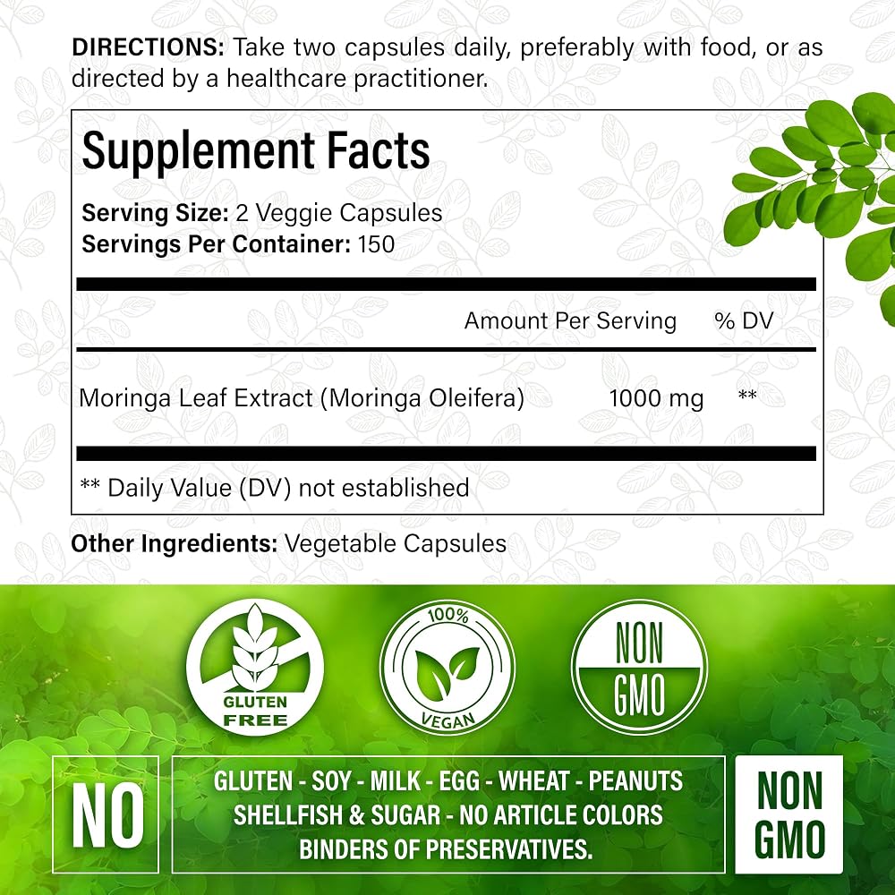 FitVitality Moringa Oleifera Leaf Extract Capsules - 300 Count - image 5
