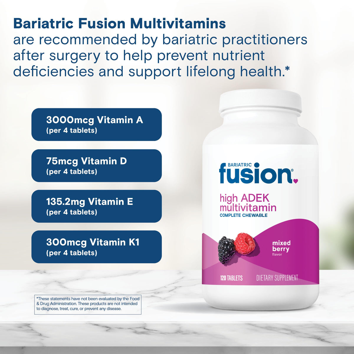 Bariatric Fusion High ADEK Multivitamin Mixed Berry - 120 Tablets - image 5